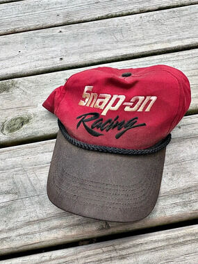 Vintage Snap-on Racing Rope Hat in Red & Brown